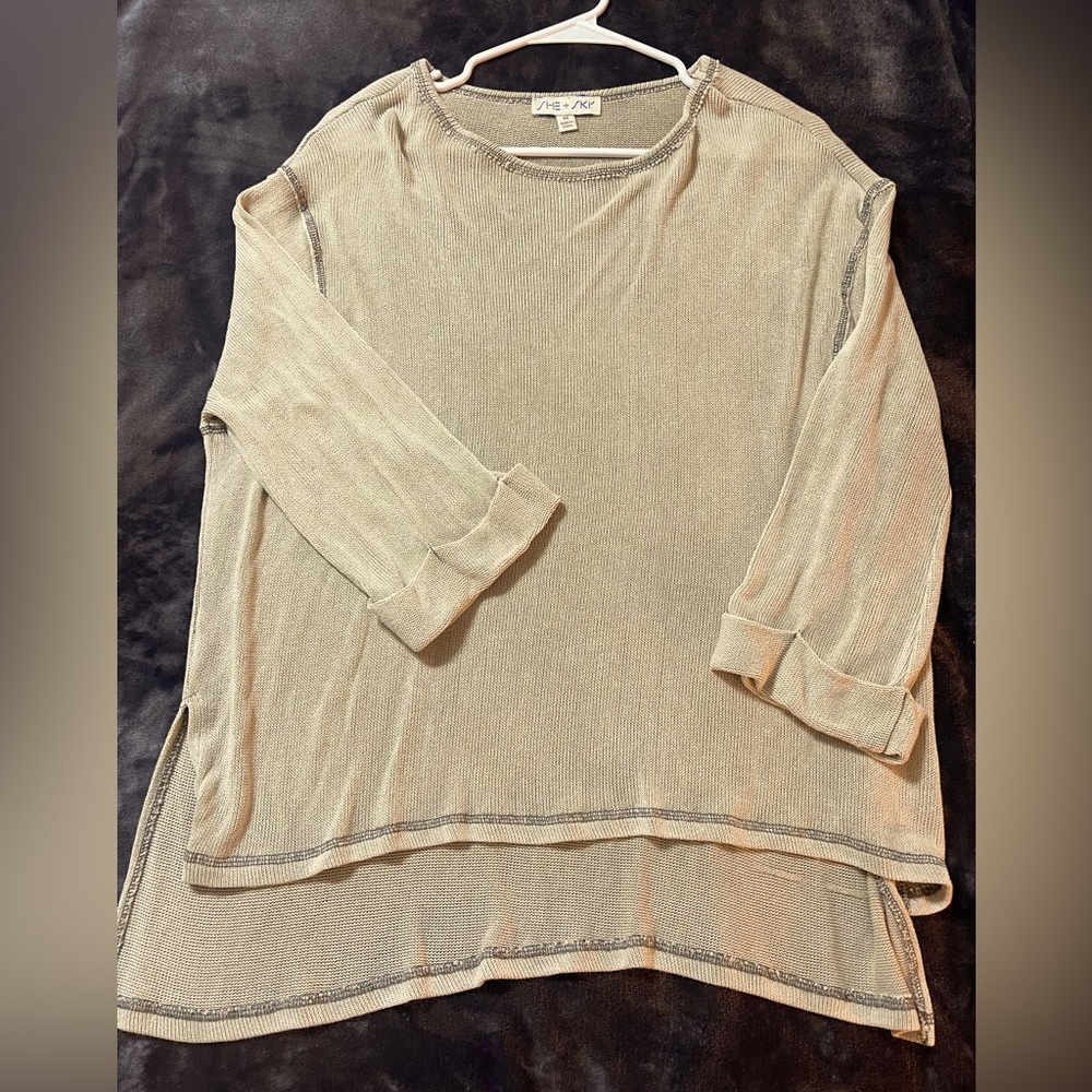 Medium gray She + Sky oversized knit top